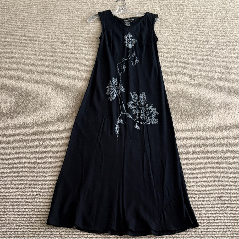 Carole Little Unique Vintage Black and White Floral Maxi Dress - Picture 8 of 15